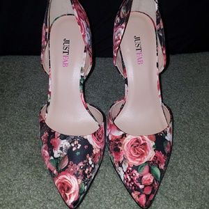 Just Fab Floral Heels- Size 7.5